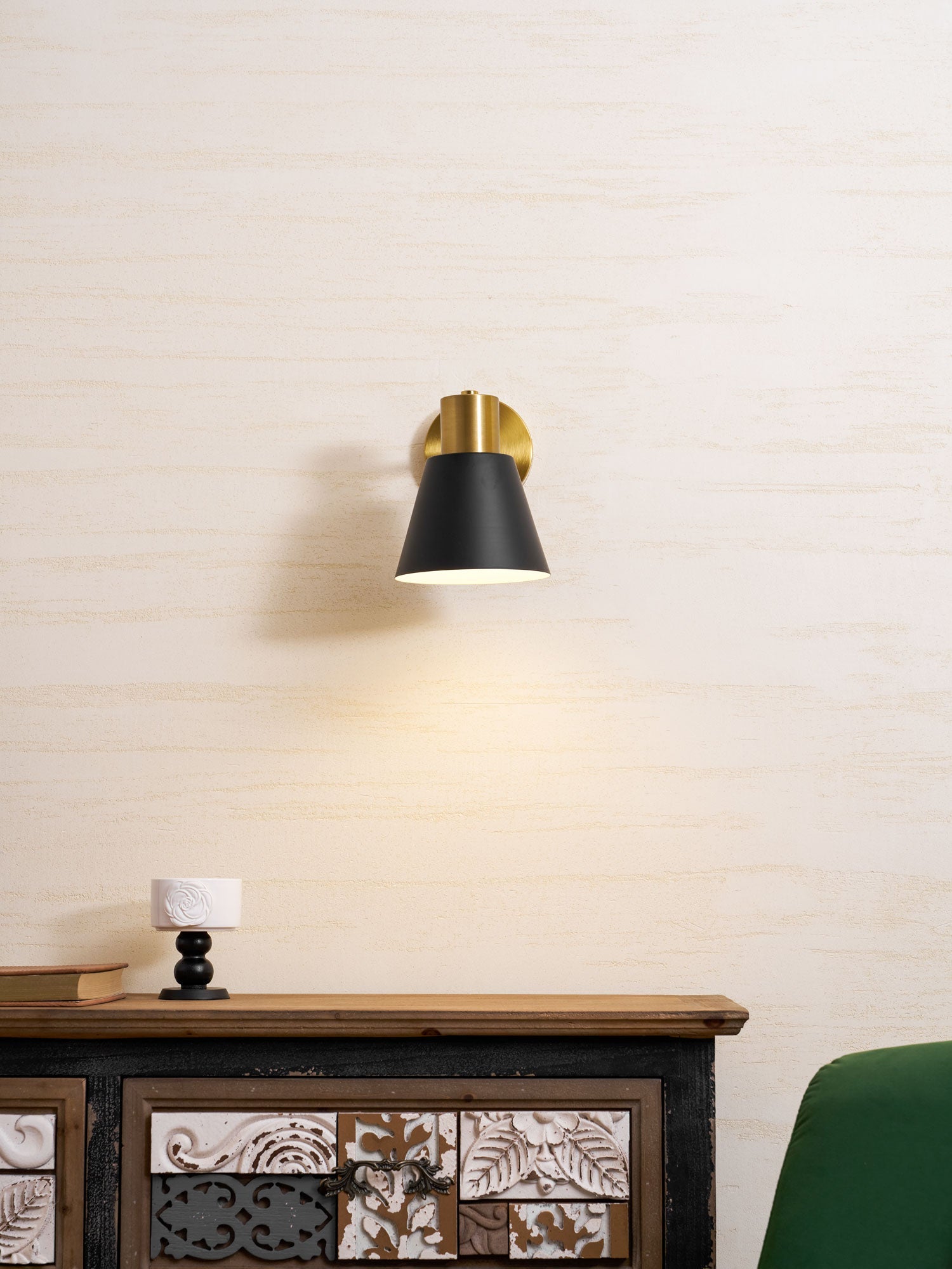 Adjustable Armed Wall Lamp Gold Black Modern Bedroom Living Room Bedside — 5 Inch