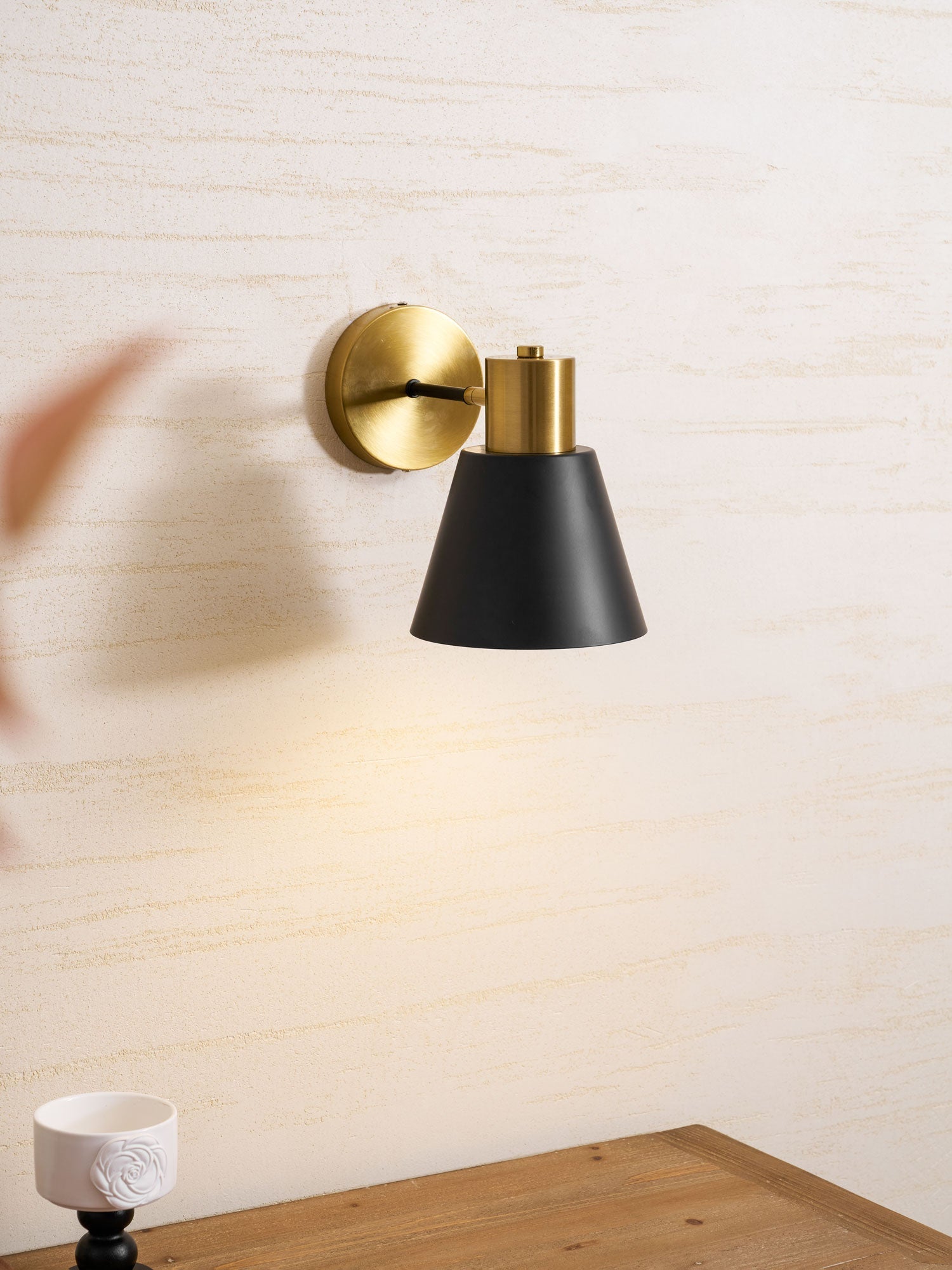 Adjustable Armed Wall Lamp Gold Black Modern Bedroom Living Room Bedside — 5 Inch