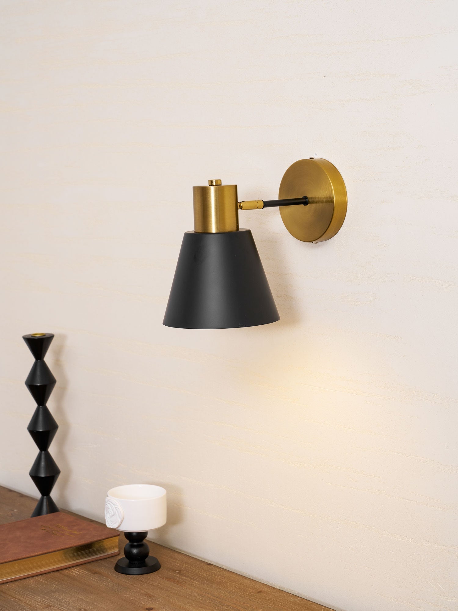 Adjustable Armed Wall Lamp Gold Black Modern Bedroom Living Room Bedside — 5 Inch