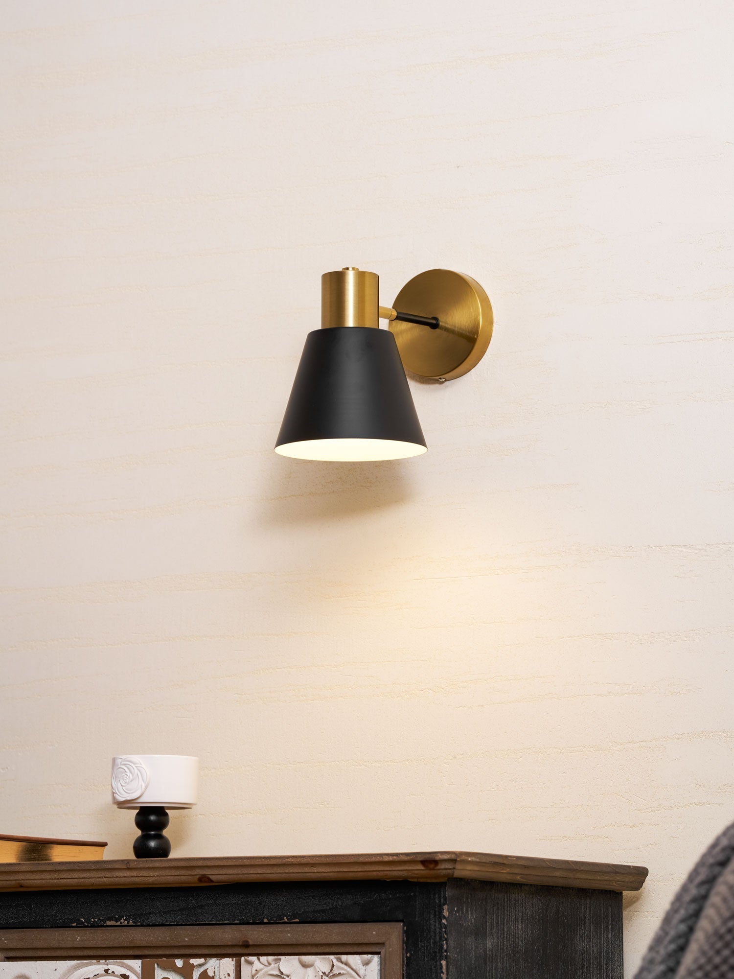 Adjustable Armed Wall Lamp Gold Black Modern Bedroom Living Room Bedside — 5 Inch