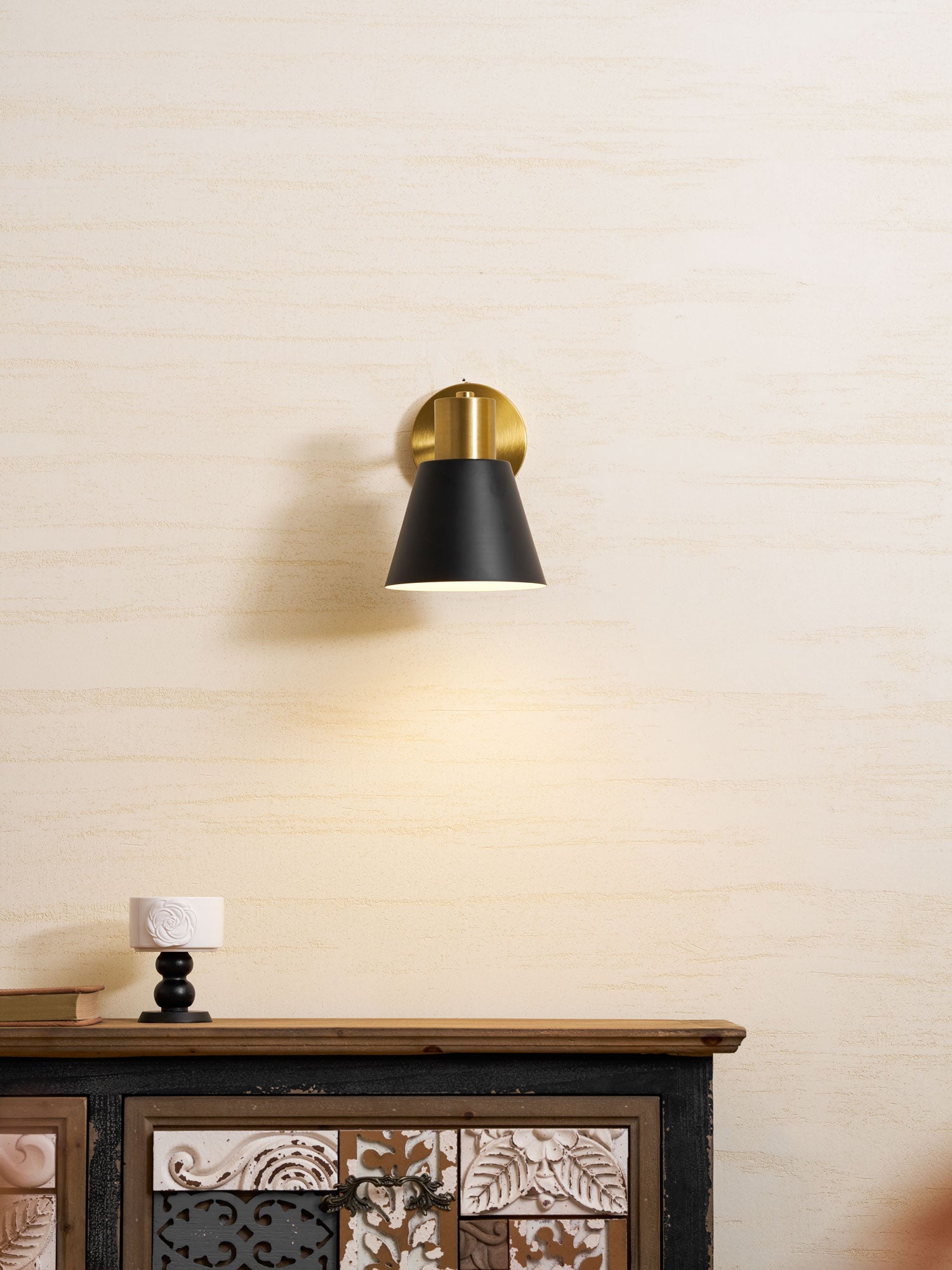 Adjustable Armed Wall Lamp Gold Black Modern Bedroom Living Room Bedside — 5 Inch