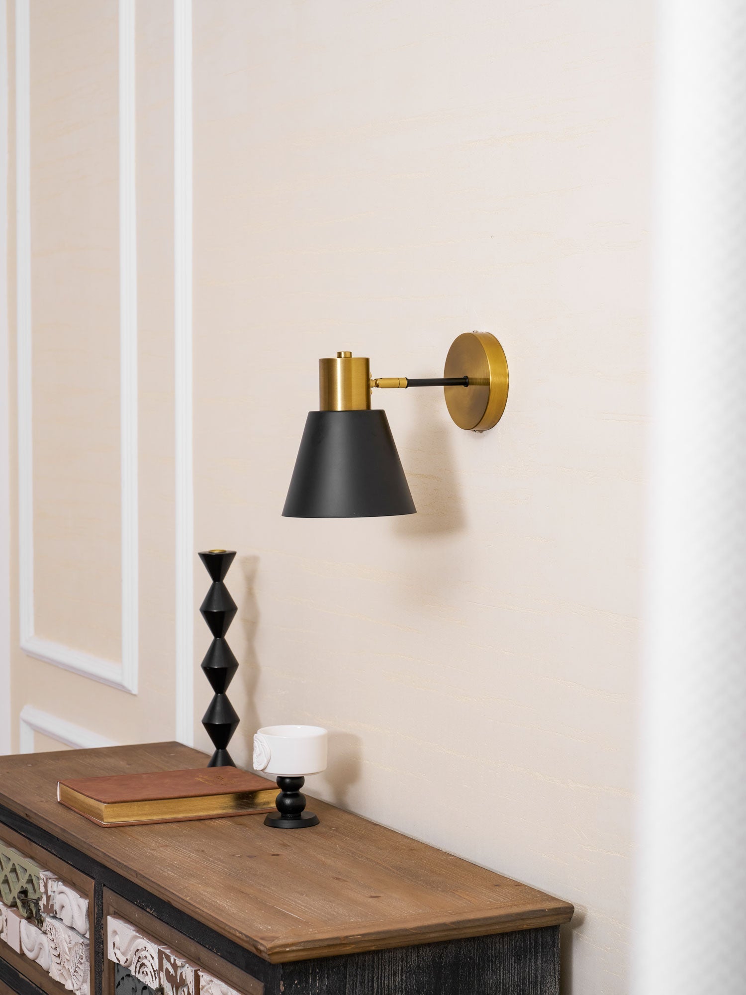 Adjustable Armed Wall Lamp Gold Black Modern Bedroom Living Room Bedside — 5 Inch