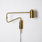 Adjustable Arm Plug-In Wall Lamp Swing Arm Bedroom Living Room Bedside — Gold Black US Plug