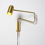Adjustable Arm Plug-In Wall Lamp Swing Arm Bedroom Living Room Bedside — Gold Black US Plug