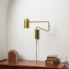 Adjustable Arm Plug-In Wall Lamp Swing Arm Bedroom Living Room Bedside — Gold Black US Plug