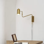 Adjustable Arm Plug-In Wall Lamp Swing Arm Bedroom Living Room Bedside — Gold Black US Plug
