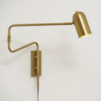 Adjustable Arm Plug-In Wall Lamp Swing Arm Bedroom Living Room Bedside — Gold Black US Plug