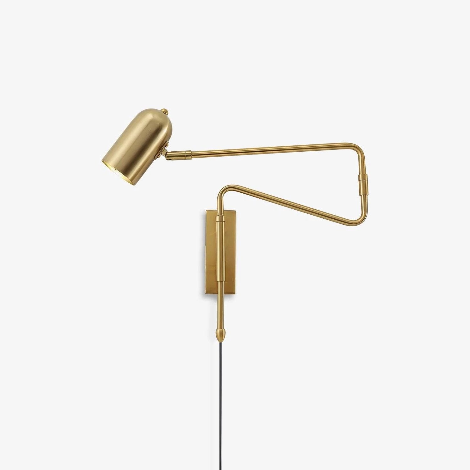 Adjustable Arm Plug-In Wall Lamp Swing Arm Bedroom Living Room Bedside — Gold Black US Plug