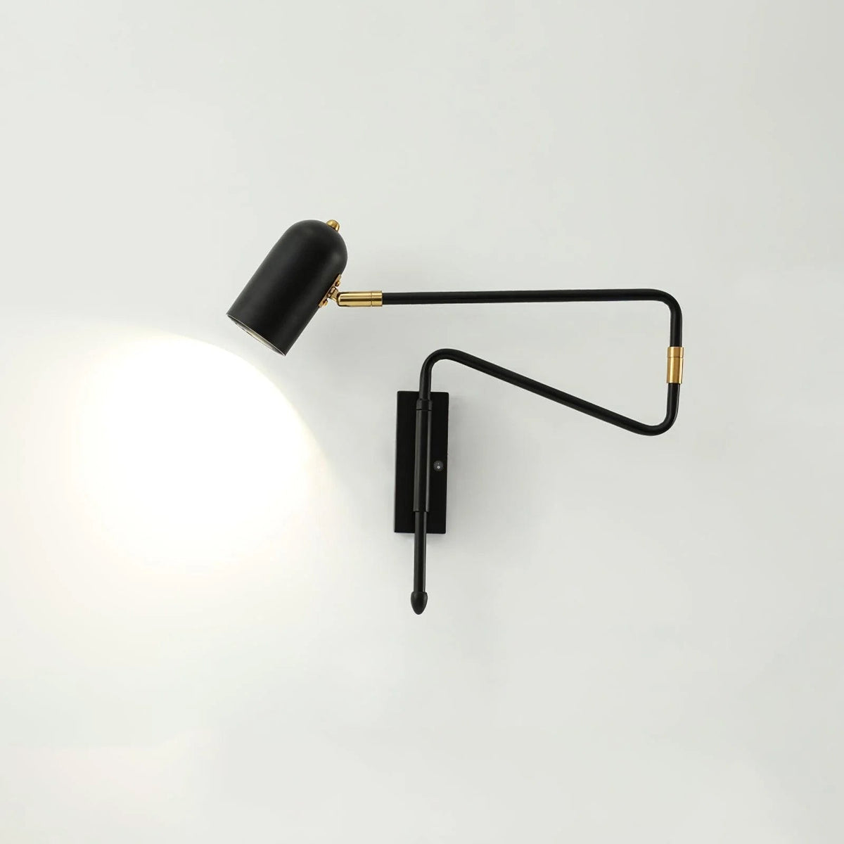 Adjustable Arm Reading Wall Lamp 360° Rotatable Bedroom Bedside Living Room — Gold Black