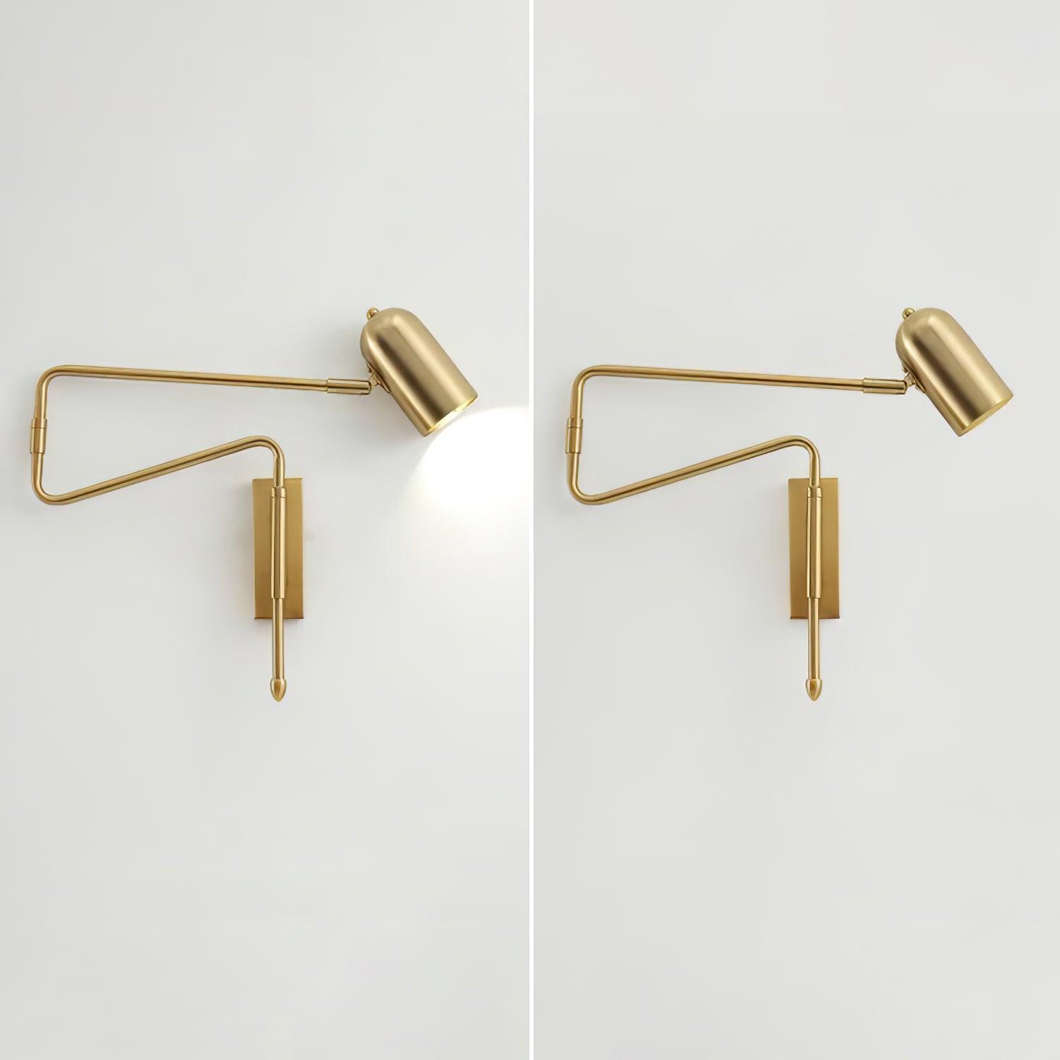 Adjustable Arm Reading Wall Lamp 360° Rotatable Bedroom Bedside Living Room — Gold Black