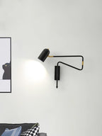 Adjustable Arm Reading Wall Lamp 360° Rotatable Bedroom Bedside Living Room — Gold Black