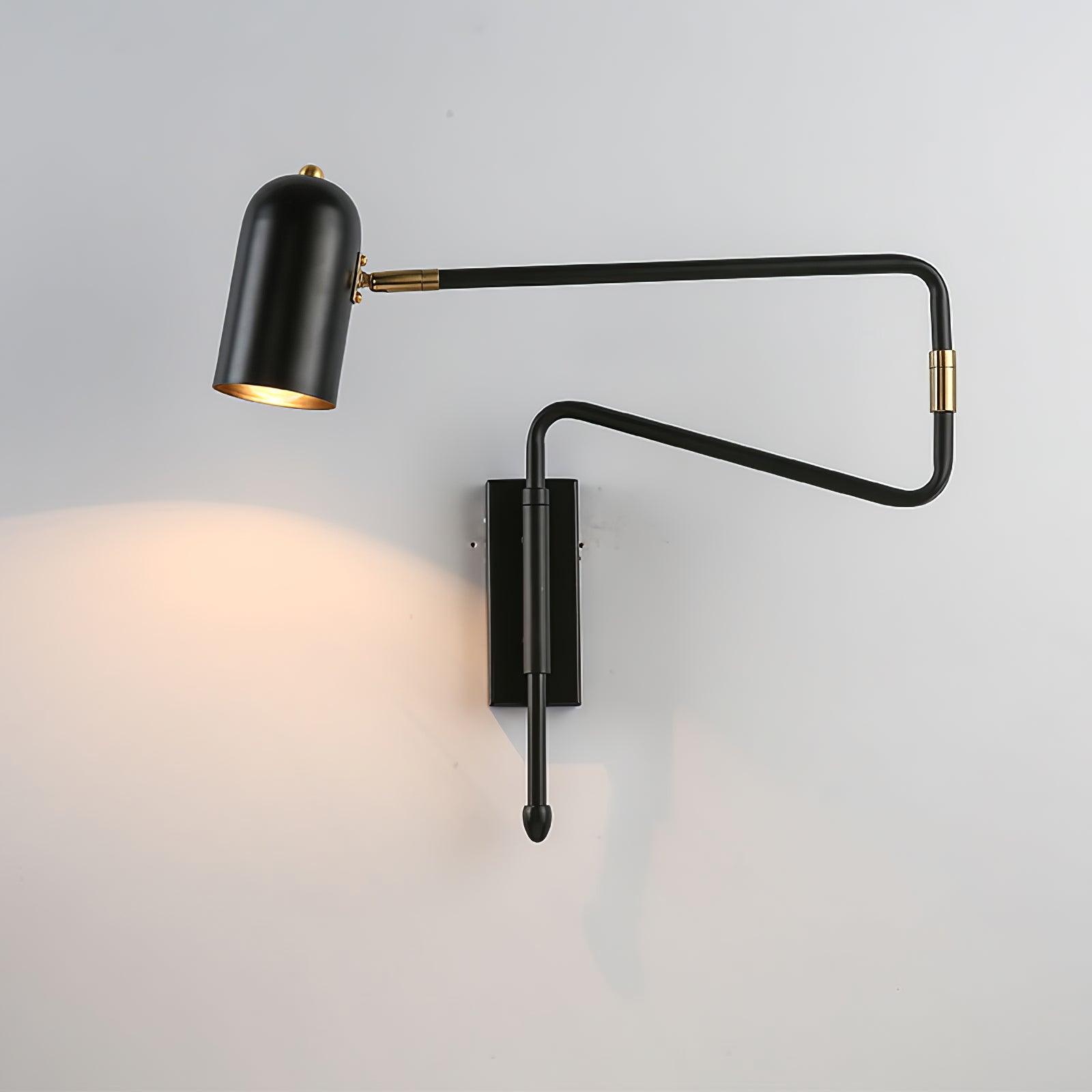 Adjustable Arm Reading Wall Lamp 360° Rotatable Bedroom Bedside Living Room — Gold Black