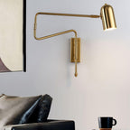 Adjustable Arm Reading Wall Lamp 360° Rotatable Bedroom Bedside Living Room — Gold Black