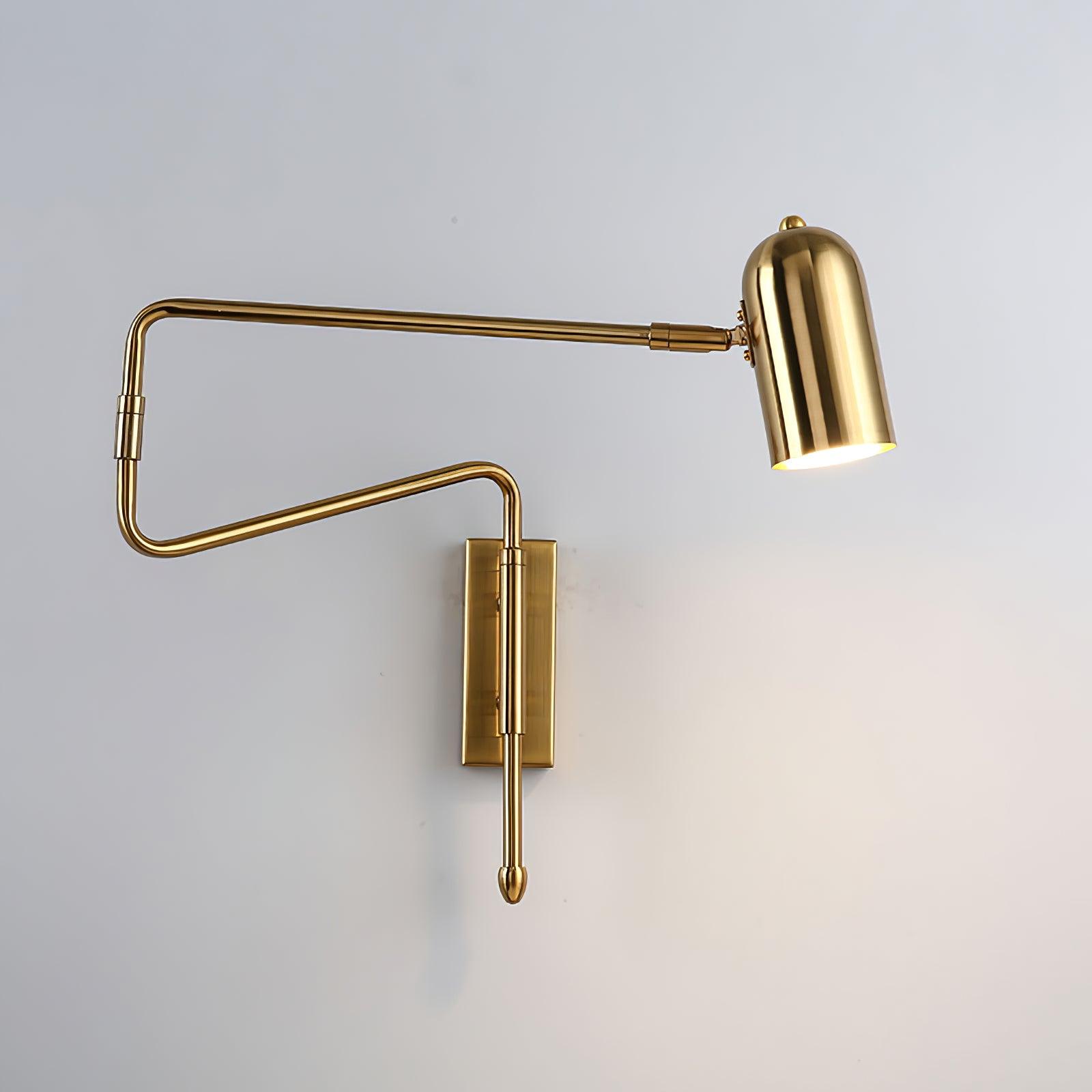 Adjustable Arm Reading Wall Lamp 360° Rotatable Bedroom Bedside Living Room — Gold Black