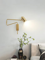 Adjustable Arm Reading Wall Lamp 360° Rotatable Bedroom Bedside Living Room — Gold Black
