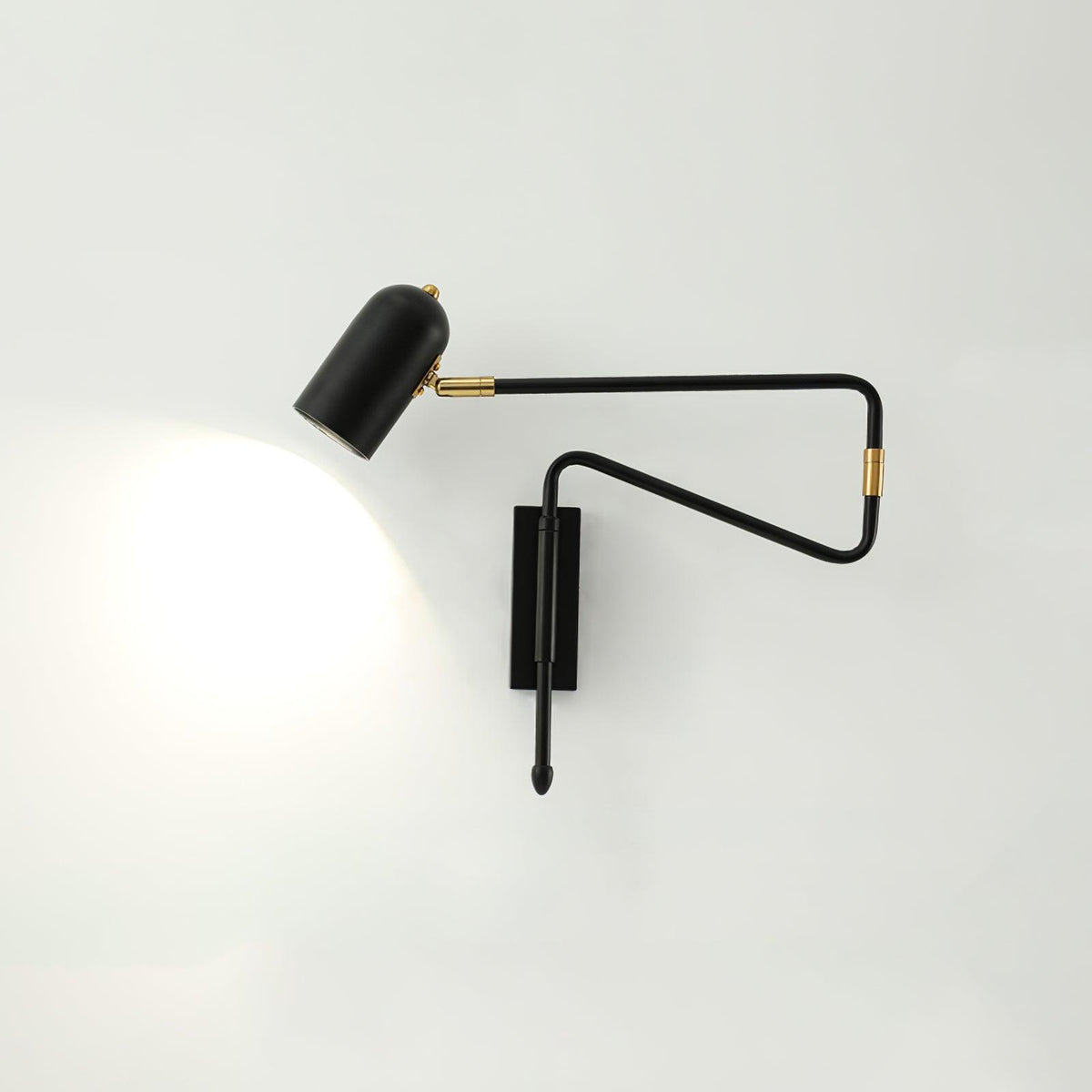 Adjustable Arm Reading Wall Lamp 360° Rotatable Bedroom Bedside Living Room — Gold Black