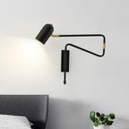Adjustable Arm Reading Wall Lamp 360° Rotatable Bedroom Bedside Living Room — Gold Black
