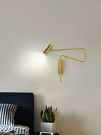 Adjustable Arm Reading Wall Lamp 360° Rotatable Bedroom Bedside Living Room — Gold Black