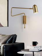 Adjustable Arm Reading Wall Lamp 360° Rotatable Bedroom Bedside Living Room — Gold Black