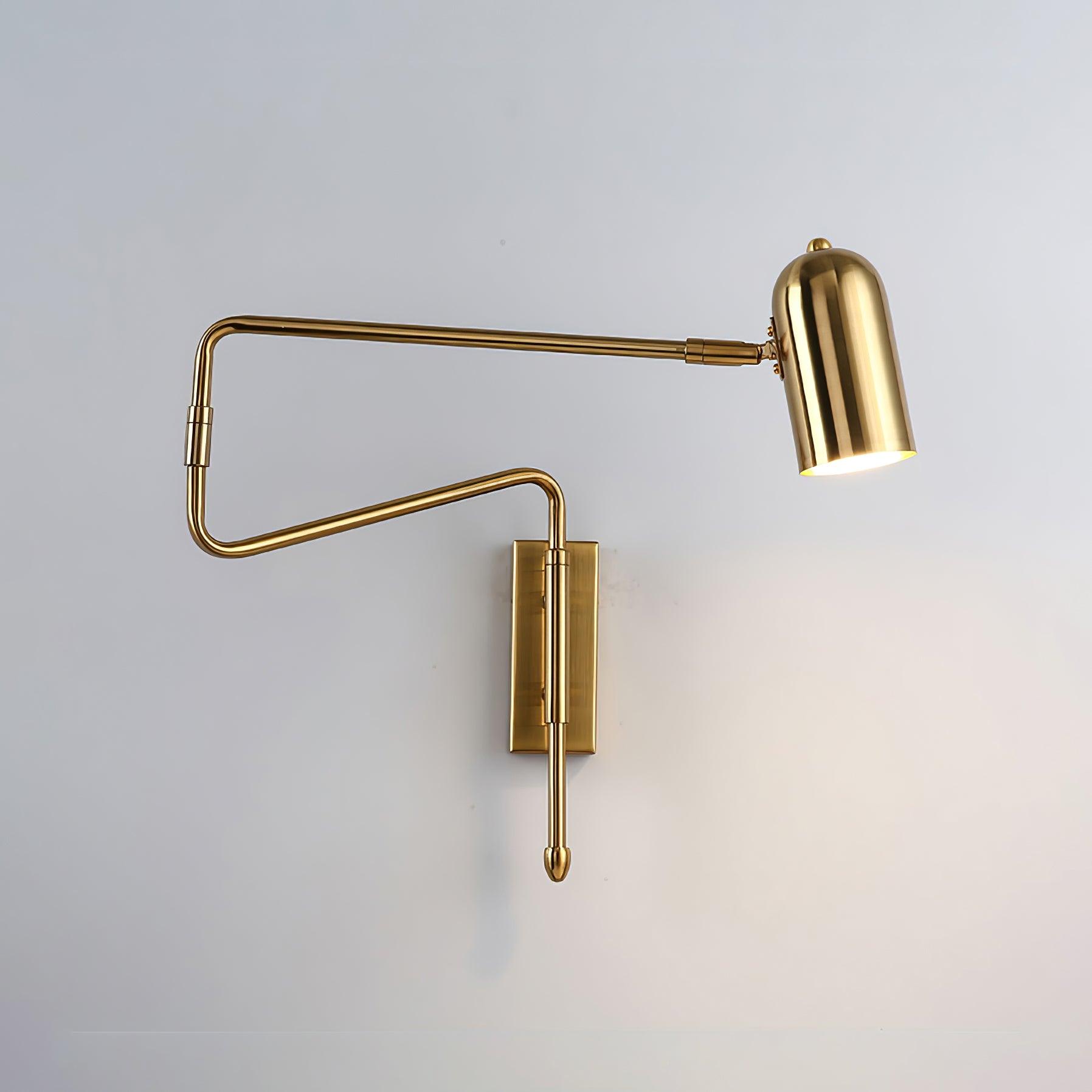 Adjustable Arm Reading Wall Lamp 360° Rotatable Bedroom Bedside Living Room — Gold Black