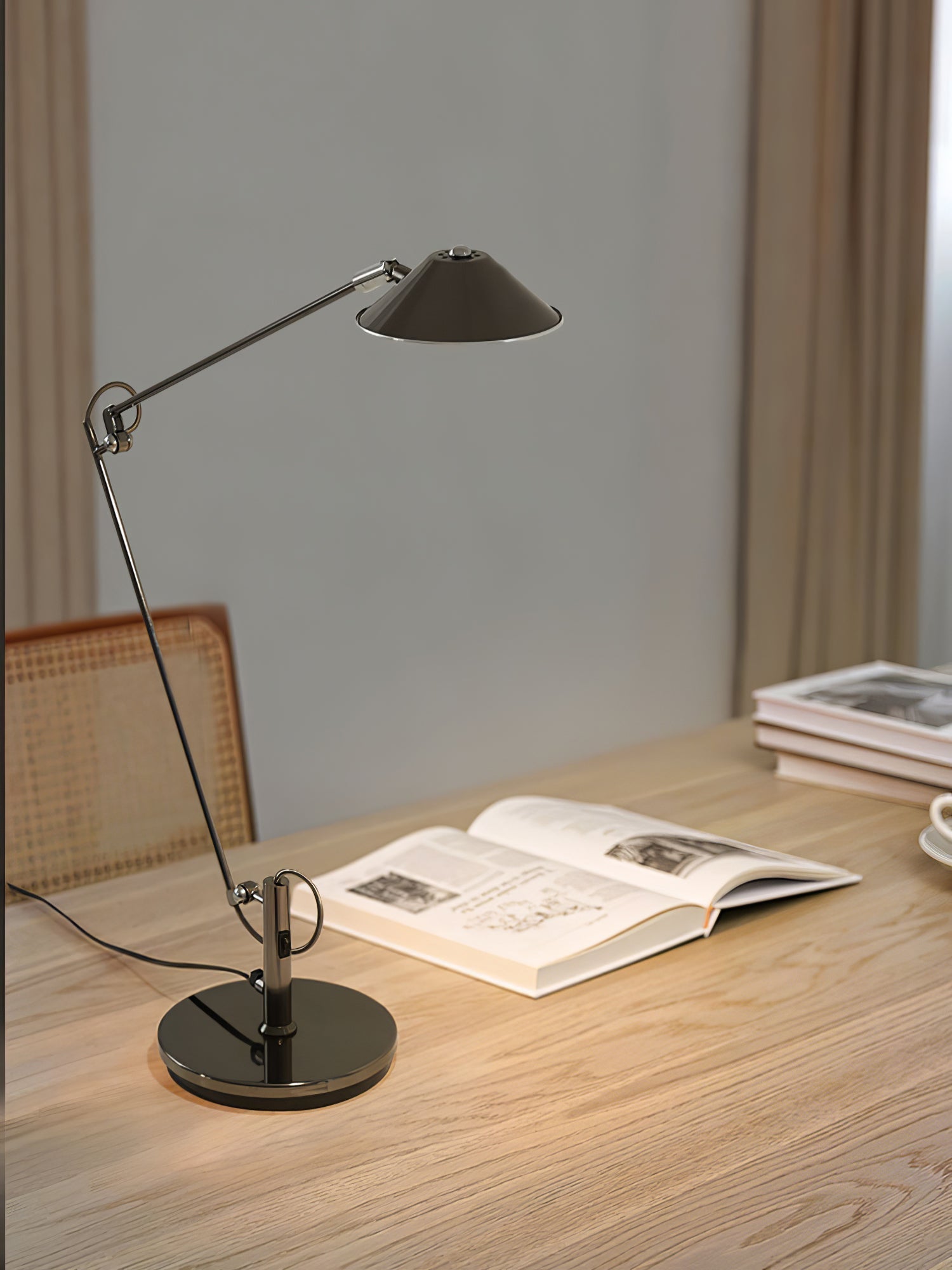 Adjustable Black Office Task Lamp Metal Cone Shade Desk Home Office Study — 7 Inch
