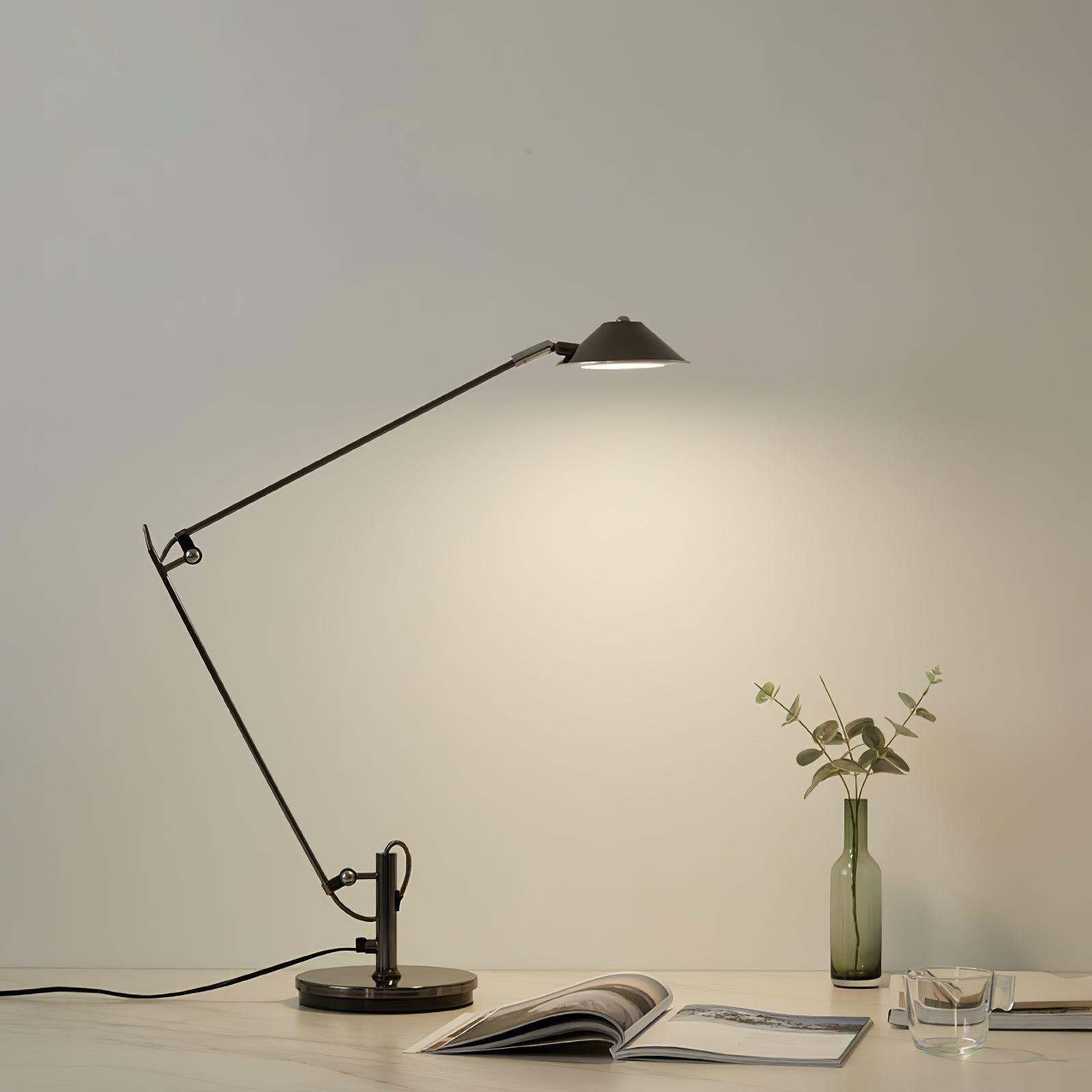 Adjustable Black Office Task Lamp Metal Cone Shade Desk Home Office Study — 7 Inch