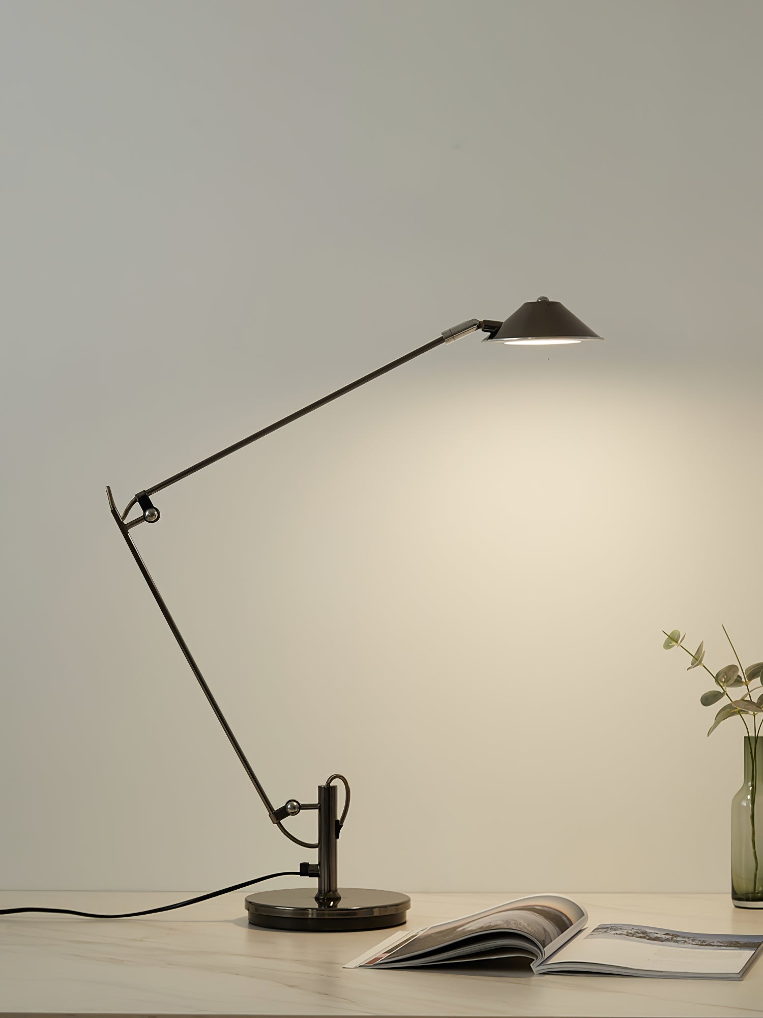 Adjustable Black Office Task Lamp Metal Cone Shade Desk Home Office Study — 7 Inch