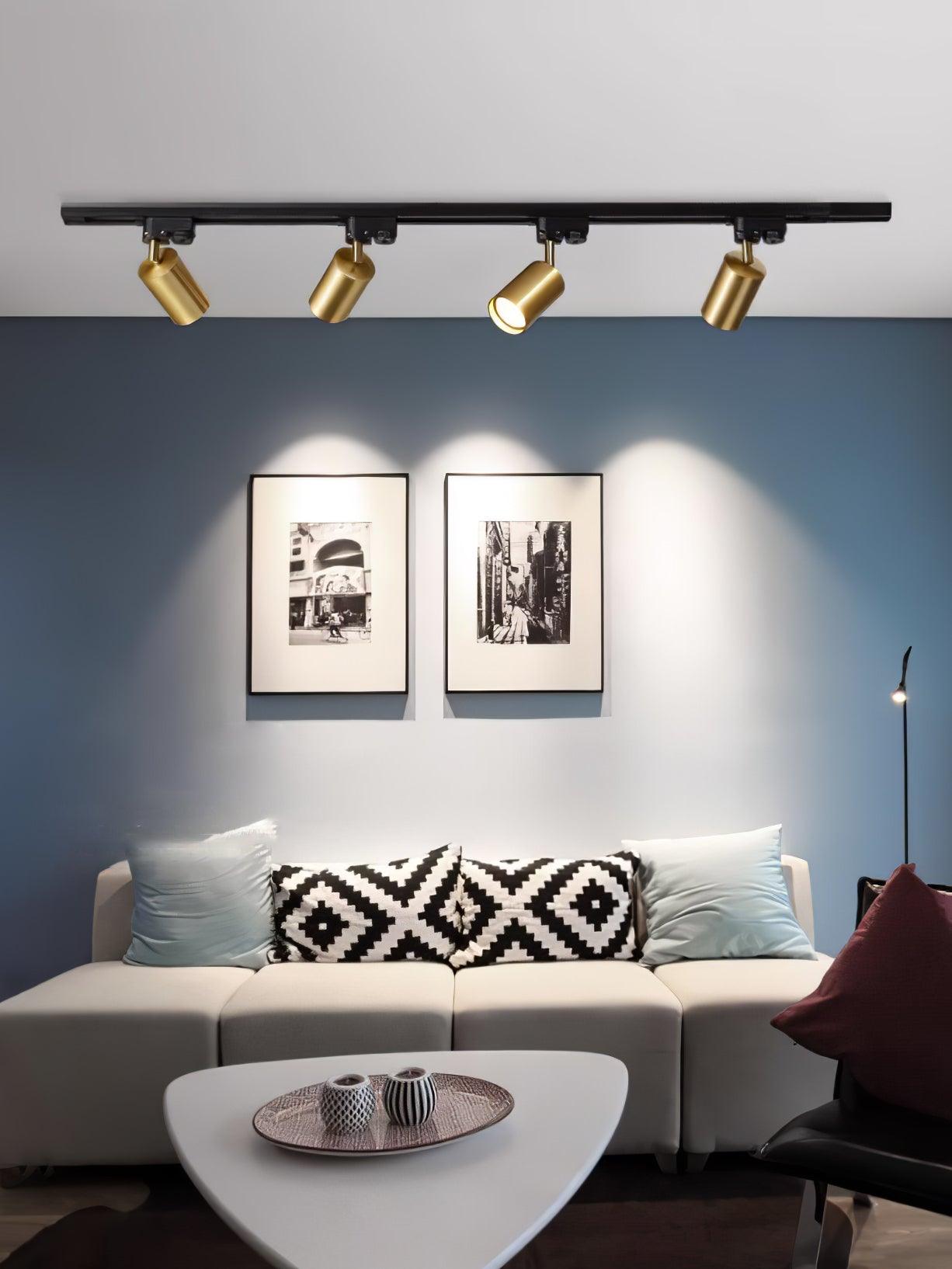 Adjustable Spotlight Track Ceiling Light Dimmable Bedroom Kitchen Office — White Black Gold 3 to 5 Lamps