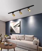 Adjustable Spotlight Track Ceiling Light Dimmable Bedroom Kitchen Office — White Black Gold 3 to 5 Lamps