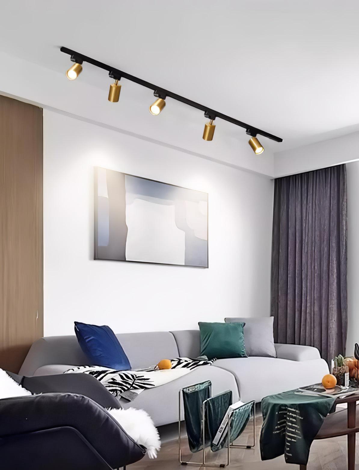 Adjustable Spotlight Track Ceiling Light Dimmable Bedroom Kitchen Office — White Black Gold 3 to 5 Lamps