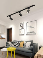 Adjustable Spotlight Track Ceiling Light Dimmable Bedroom Kitchen Office — White Black Gold 3 to 5 Lamps