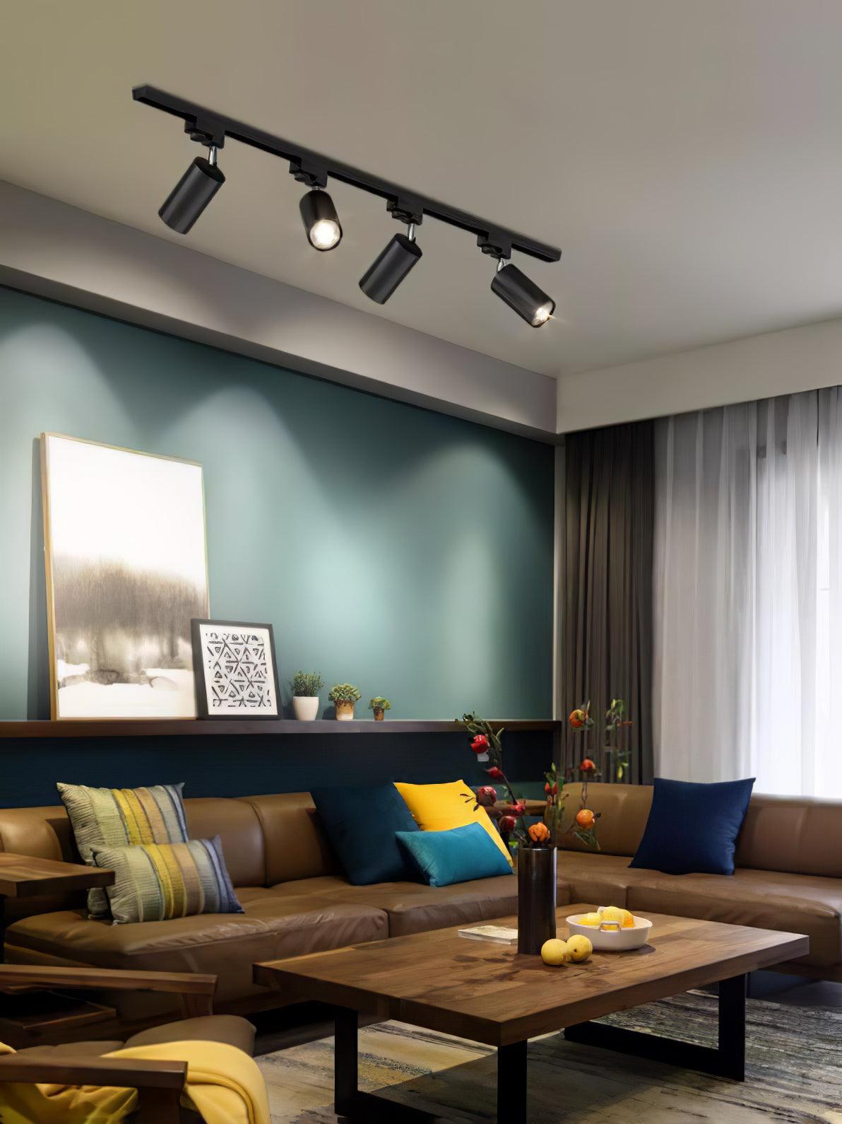 Adjustable Spotlight Track Ceiling Light Dimmable Bedroom Kitchen Office — White Black Gold 3 to 5 Lamps