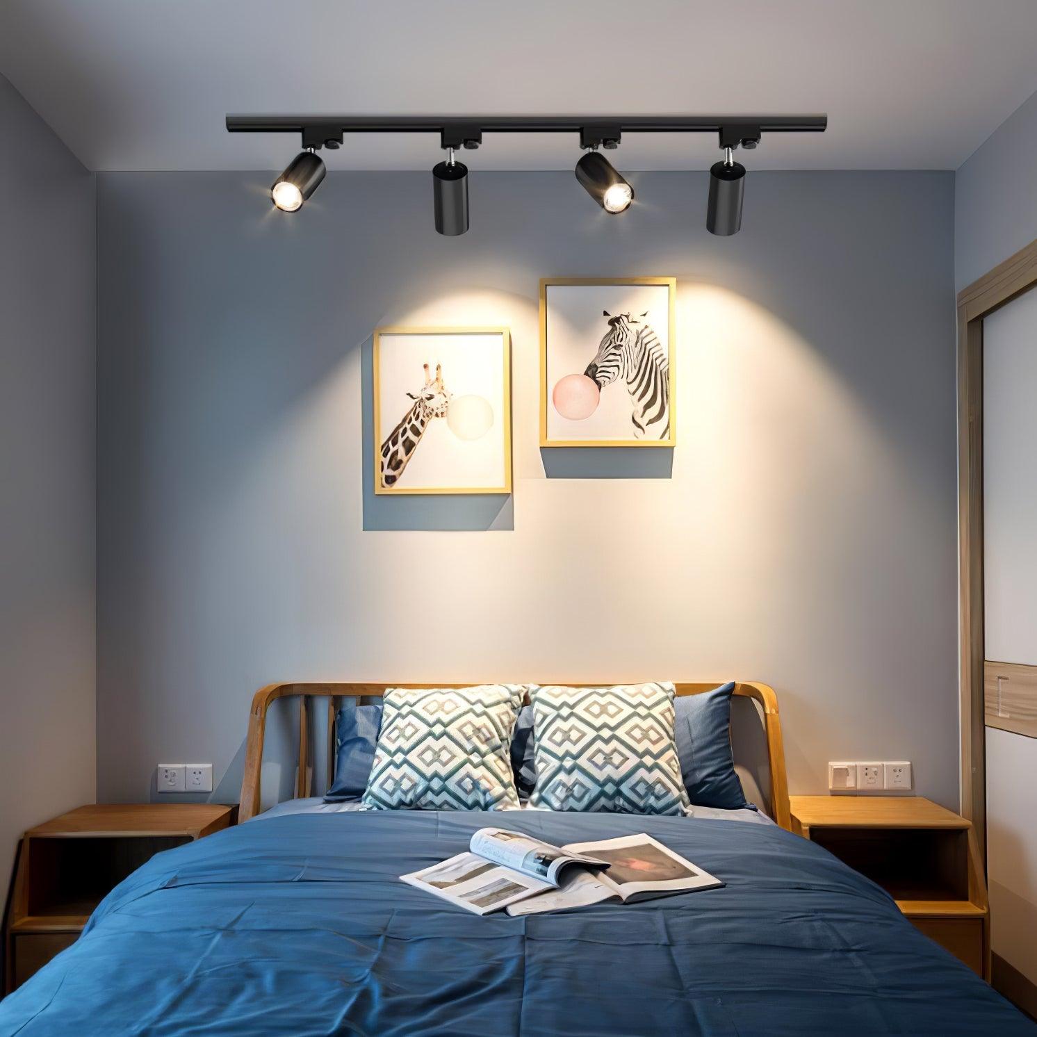 Adjustable Spotlight Track Ceiling Light Dimmable Bedroom Kitchen Office — White Black Gold 3 to 5 Lamps