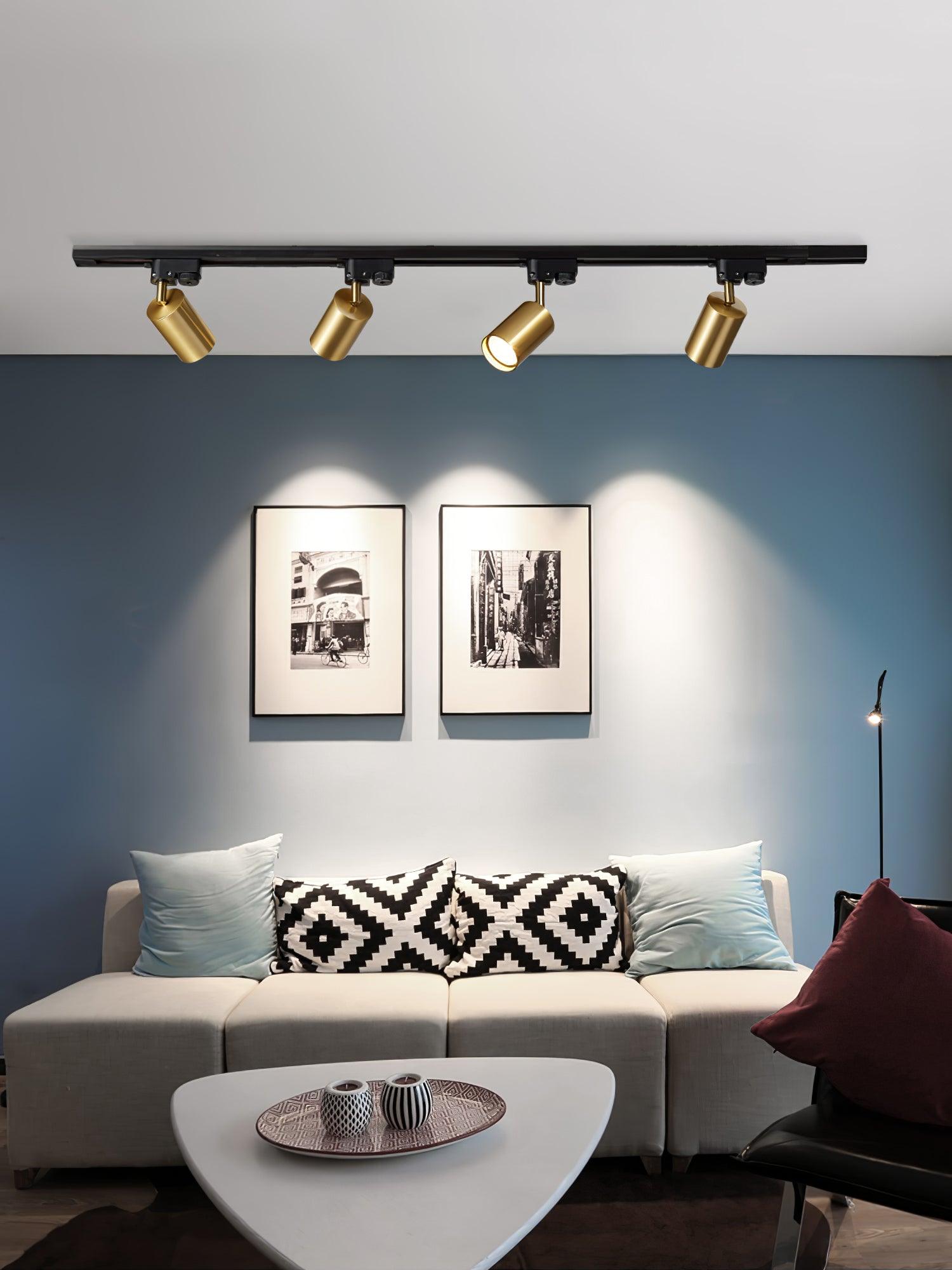 Adjustable Spotlight Track Ceiling Light Dimmable Bedroom Kitchen Office — White Black Gold 3 to 5 Lamps