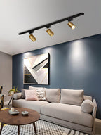 Adjustable Spotlight Track Ceiling Light Dimmable Bedroom Kitchen Office — White Black Gold 3 to 5 Lamps