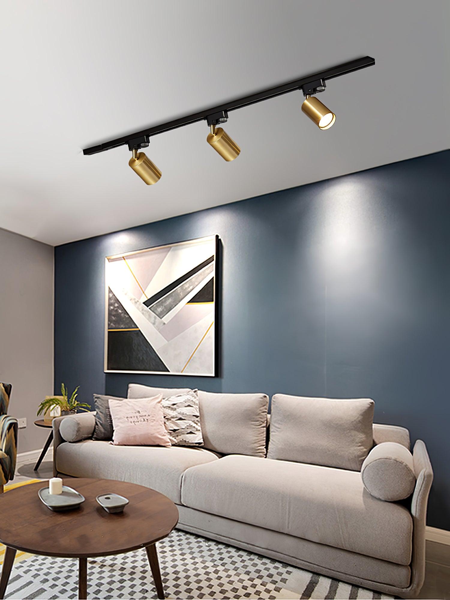 Adjustable Spotlight Track Ceiling Light Dimmable Bedroom Kitchen Office — White Black Gold 3 to 5 Lamps