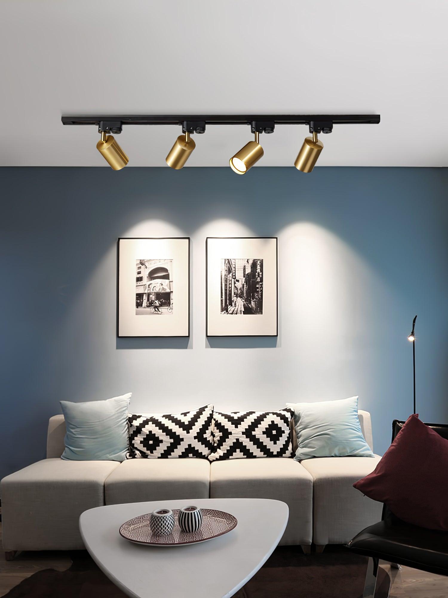 Adjustable Spotlight Track Ceiling Light Dimmable Bedroom Kitchen Office — White Black Gold 3 to 5 Lamps