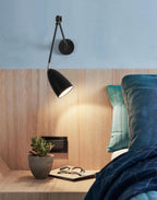 Adjustable Swing Arm Wall Lamp Black Matte Bedroom Reading Bedside — 3.9 Inch
