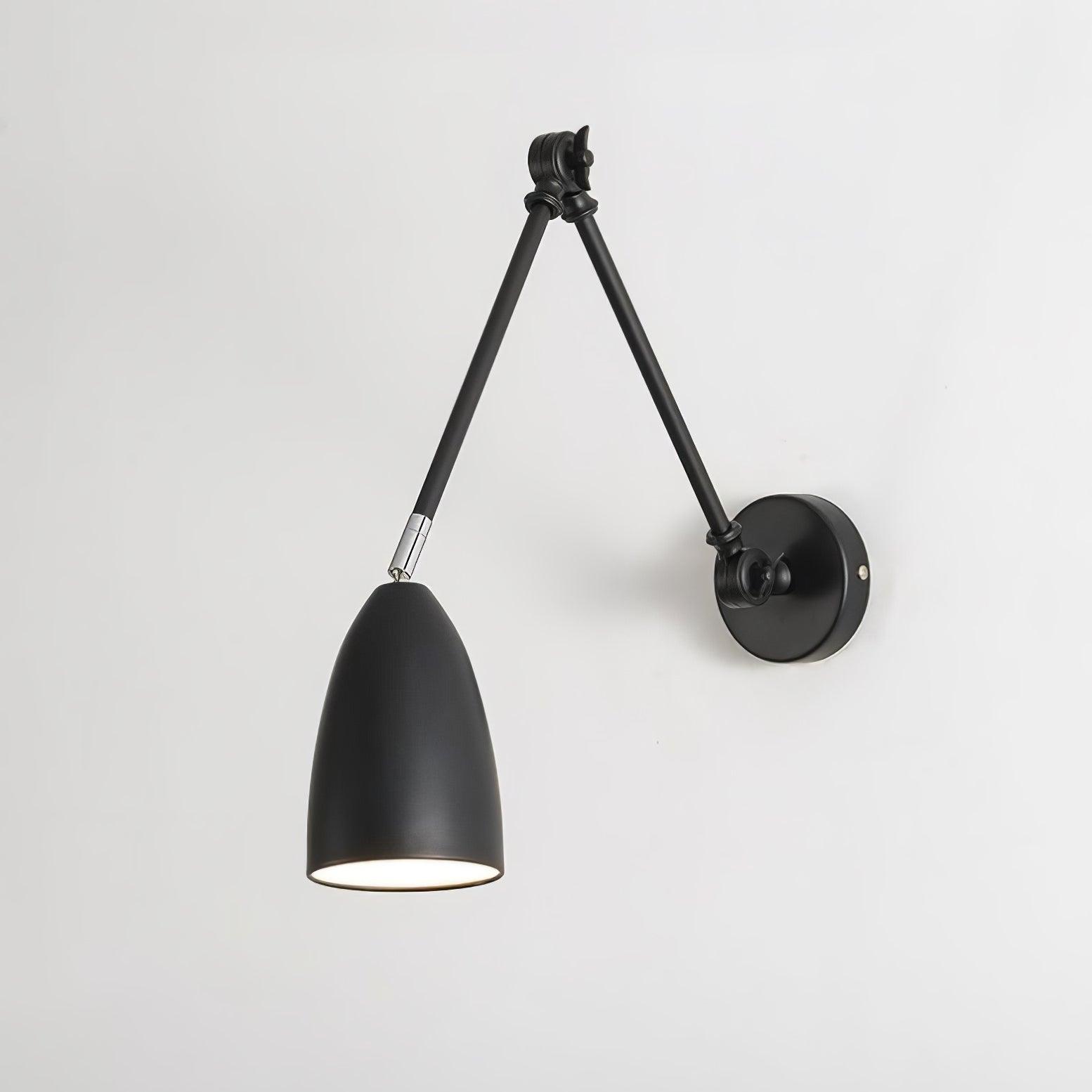Adjustable Swing Arm Wall Lamp Black Matte Bedroom Reading Bedside — 3.9 Inch