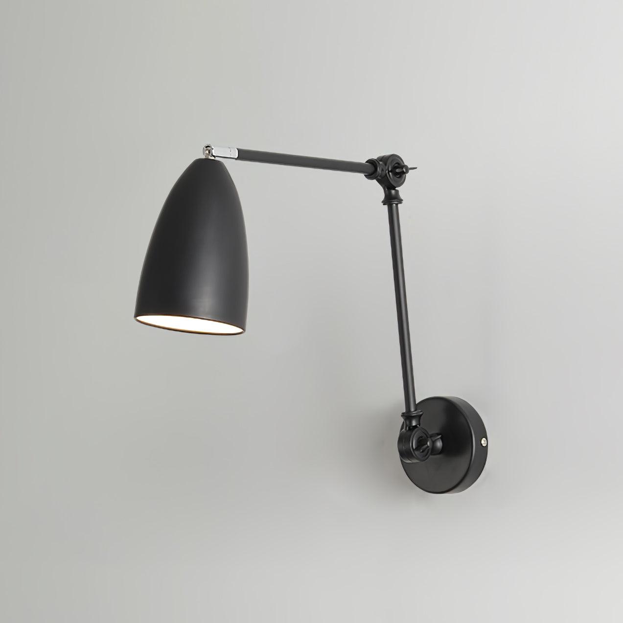 Adjustable Swing Arm Wall Lamp Black Matte Bedroom Reading Bedside — 3.9 Inch