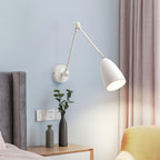 Adjustable Swing Arm Wall Lamp Black Matte Bedroom Reading Bedside — 3.9 Inch