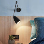 Adjustable Swing Arm Wall Lamp Black Matte Bedroom Reading Bedside — 3.9 Inch