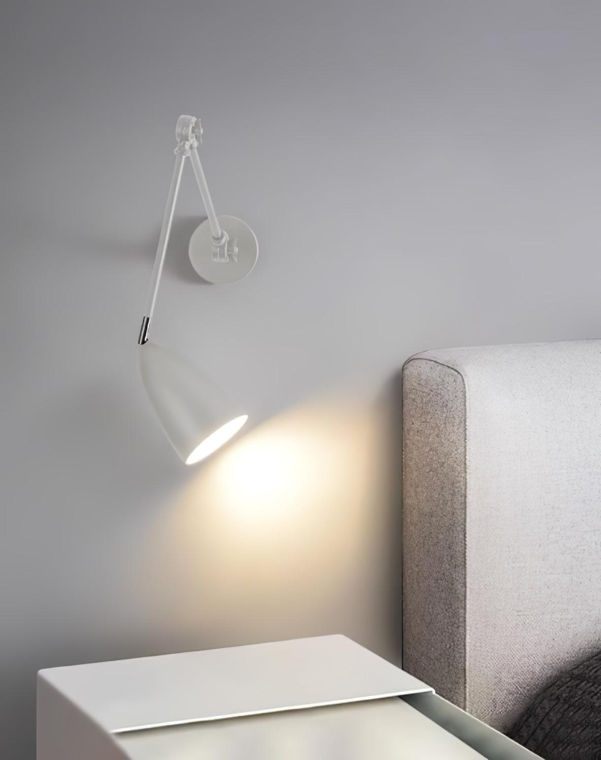 Adjustable Swing Arm Wall Lamp Black Matte Bedroom Reading Bedside — 3.9 Inch