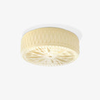 Adler flush mount ceiling light fabric shade dimmable bedroom hallway — white beige 15 inch