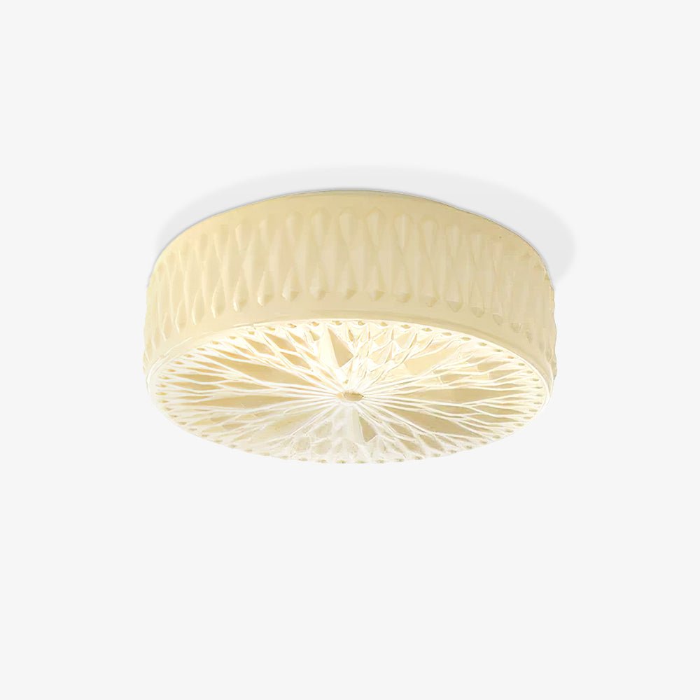 Adler flush mount ceiling light fabric shade dimmable bedroom hallway — white beige 15 inch