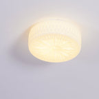 Adler Flush Mount Ceiling Light Fabric Shade Dimmable Bedroom Hallway — White Beige 15 Inch