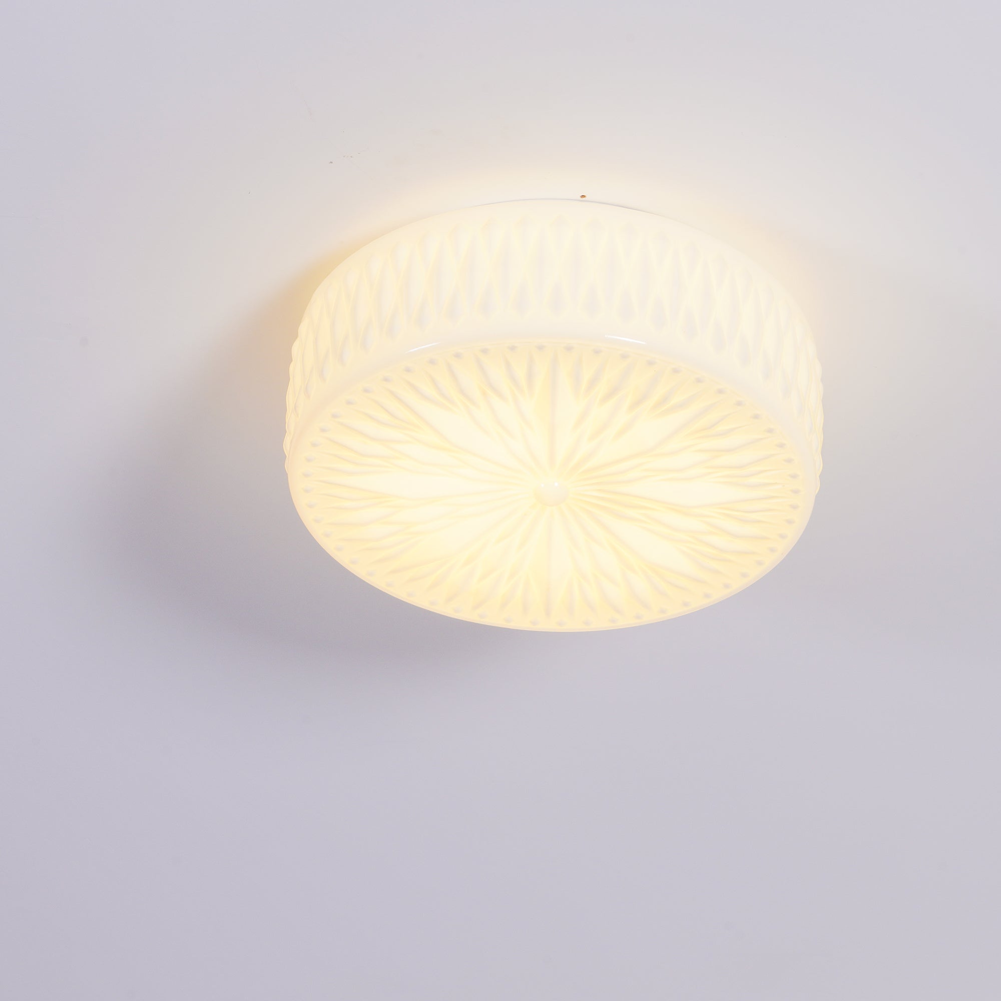Adler Flush Mount Ceiling Light Fabric Shade Dimmable Bedroom Hallway — White Beige 15 Inch