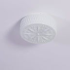 Adler Flush Mount Ceiling Light Fabric Shade Dimmable Bedroom Hallway — White Beige 15 Inch