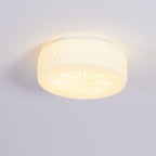Adler Flush Mount Ceiling Light Fabric Shade Dimmable Bedroom Hallway — White Beige 15 Inch