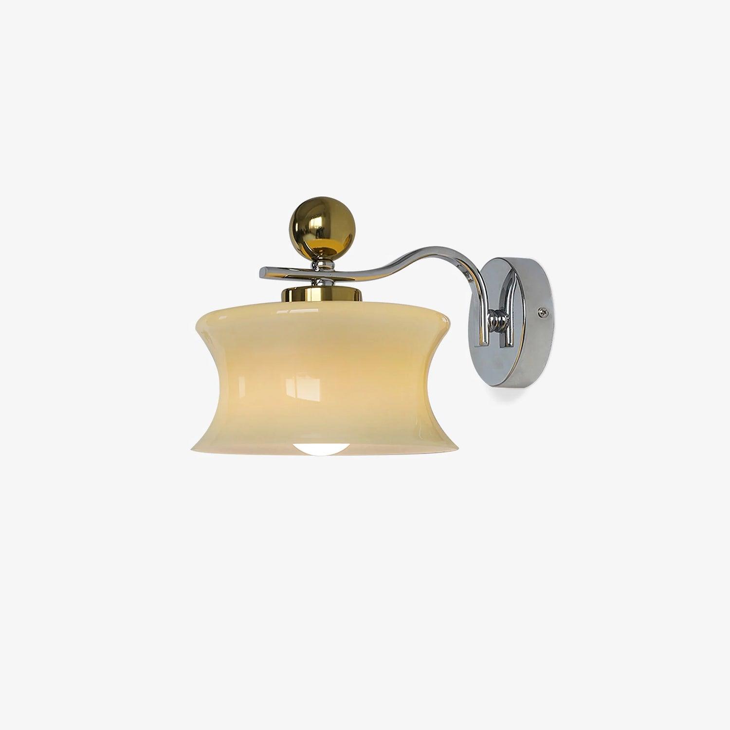 Adorn Metal Glass Wall Sconce Modern LED Bedroom Dining Room Hallway — Beige White